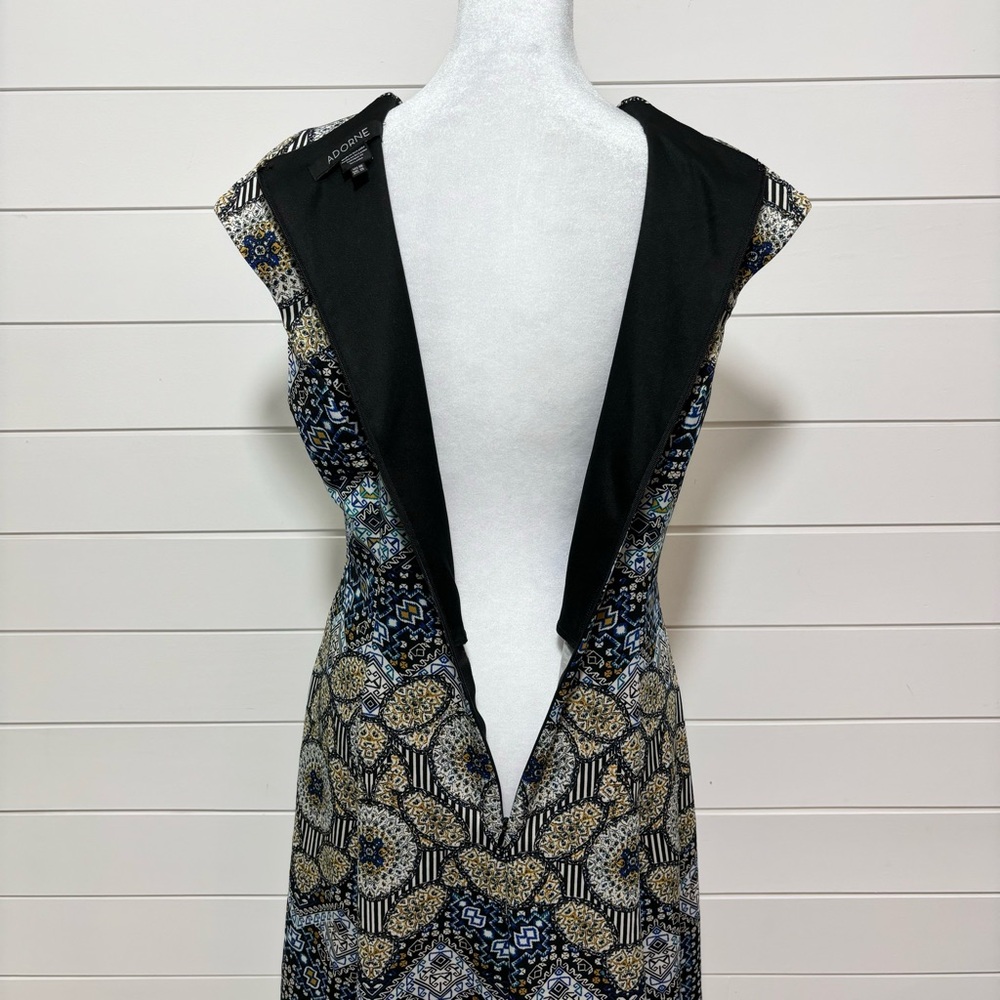 Adorne Naya Scuba Dress in Blue and Golden Yellow Fit and Flare Size 10 - Picture 7 of 15